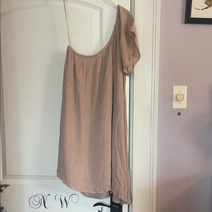 O'Neill One-Shoulder Shimmery Pink/Taupe Dress